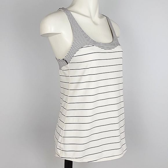 Lululemon Women's Racerback White Black Pin Striped Tank Top Stretch Size 6/8 - Picture 2 of 12